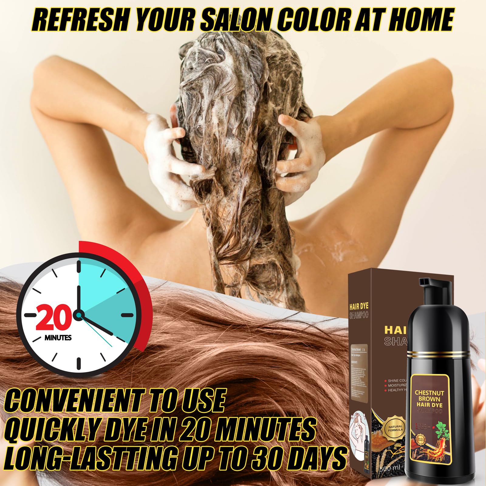 Amazon.com : Hair Dye Shampoo 3 in 1, Herbal Shampoo Hair Dye for